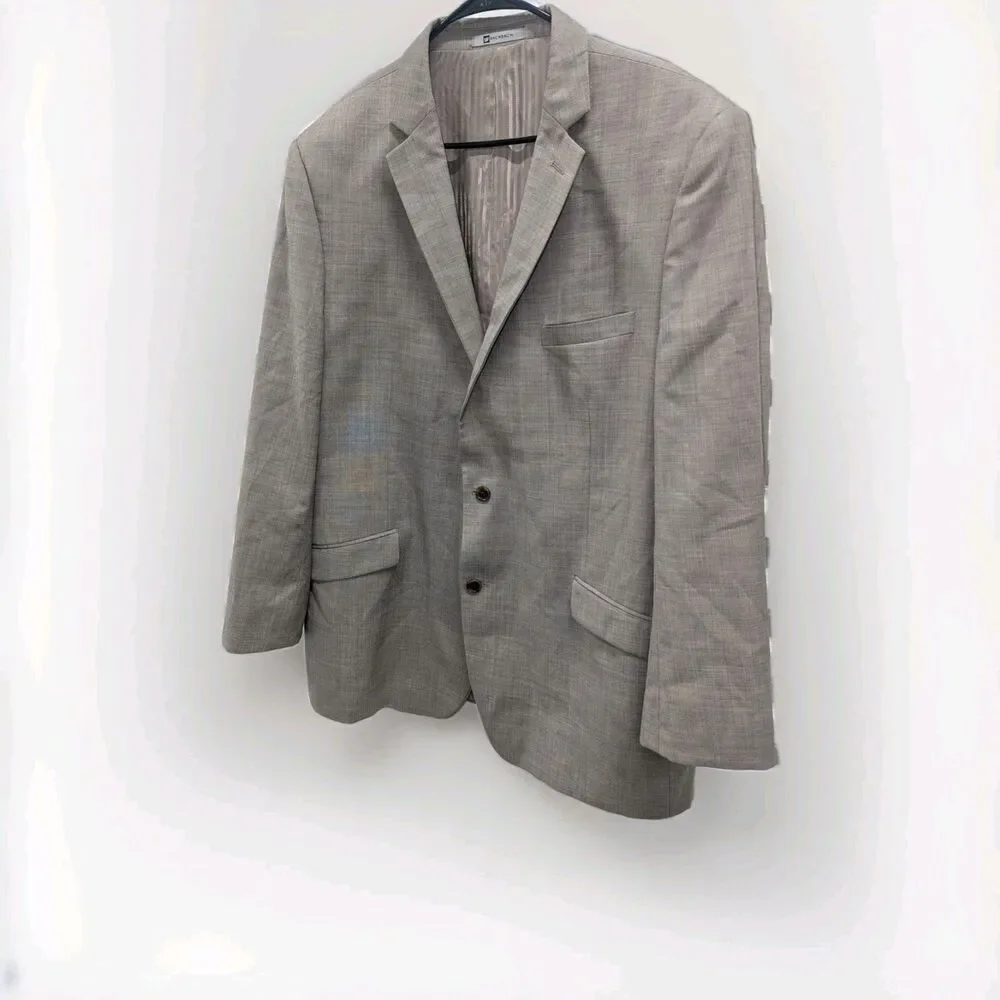 Old Money Quiet Luxury Bachrach 100% Wool Gray Blazer‎ Sport Coat 46L